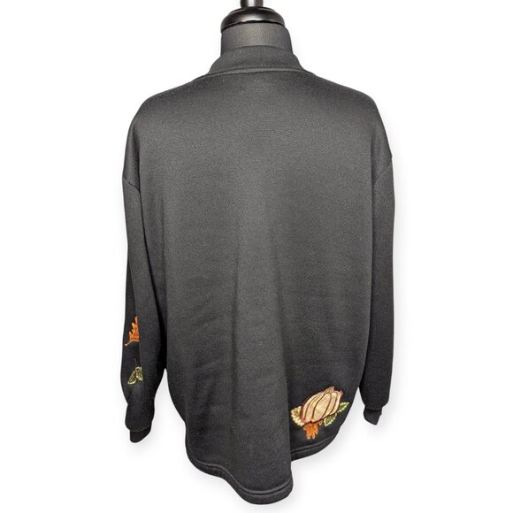 BonWorth Black Button Front Cardigan Leaf Squirrel & Fall Designs Size Large Pet - Picture 7 of 13